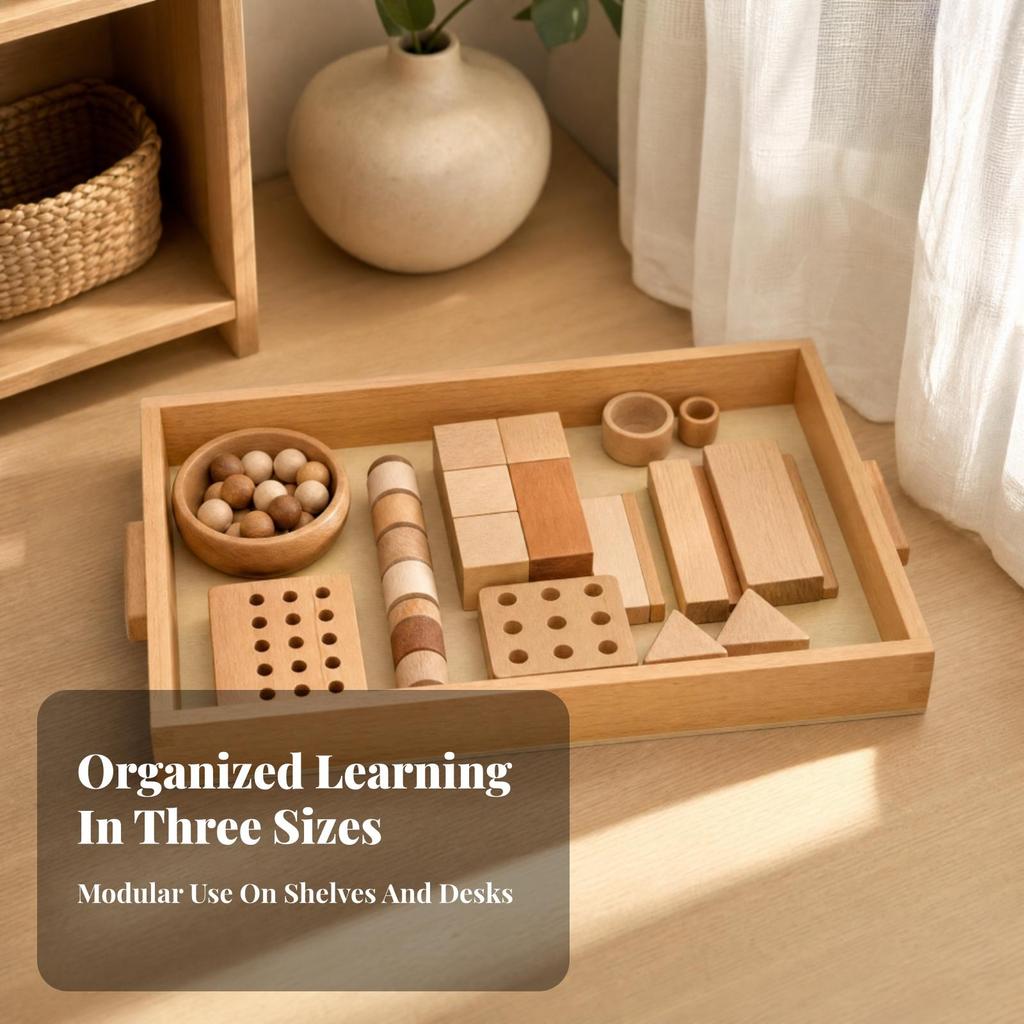Beech Wood Montessorian Tray Portable for Preschoolers