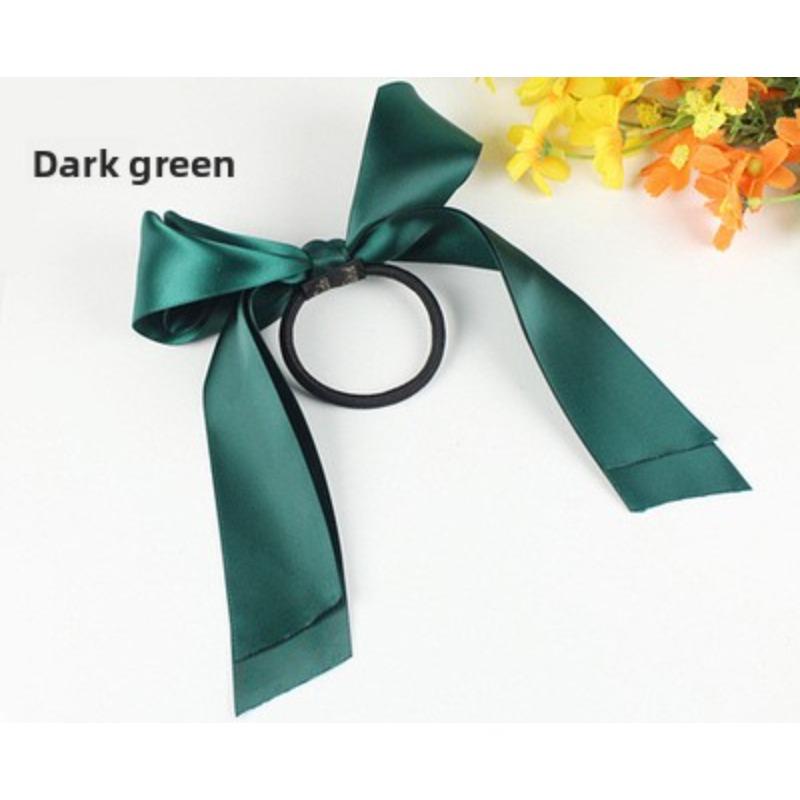 Sweet Beauty Satin Double-layer Bow Elastic Rubber Band Tied Thick Leather Hair Accessory Fashionable and Versatile