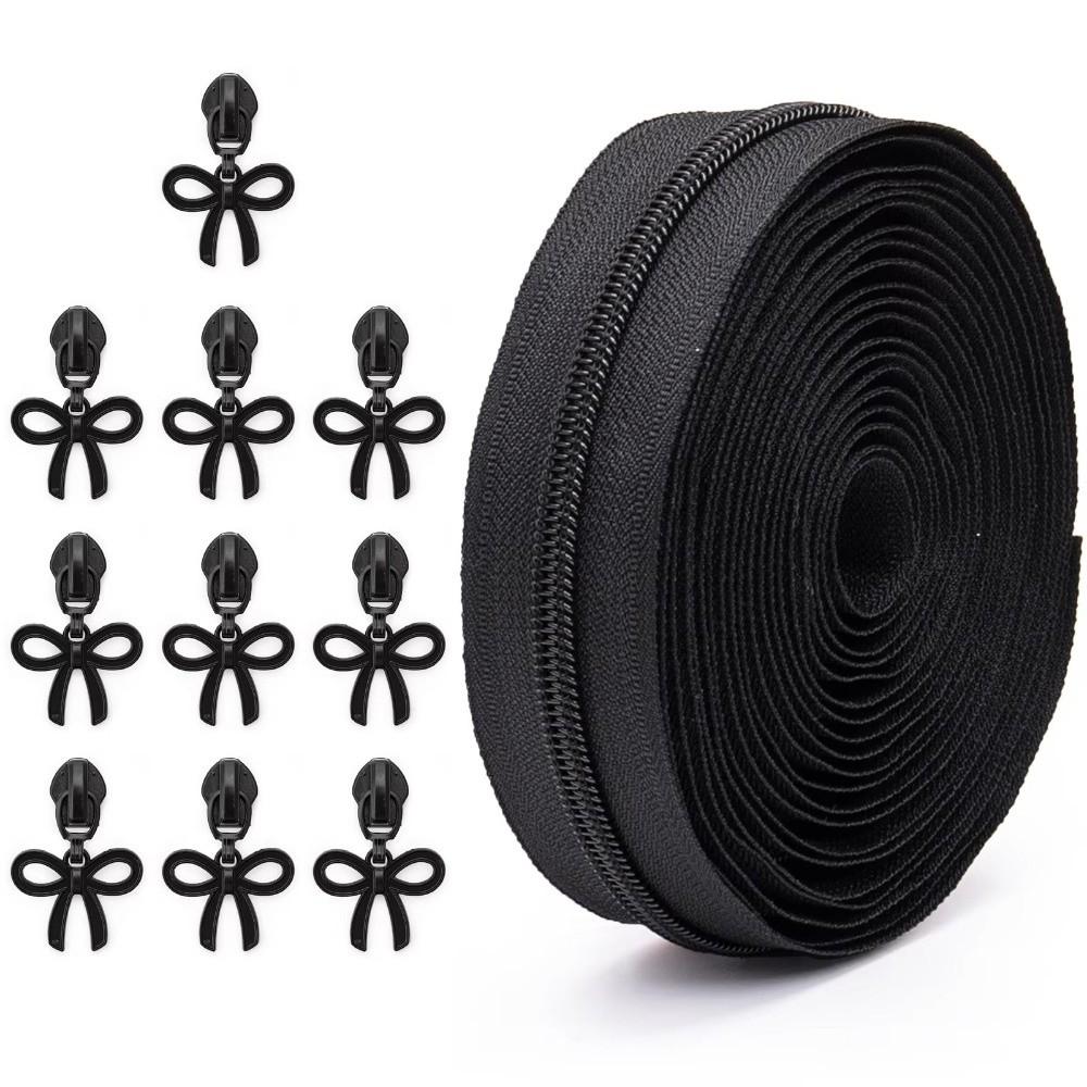 No.5 Bow Nylon Zipper Tape with Various Zipper Sliders 4.5m Zipper 10 Zipper Puller Invisible Zipper Replacements DIY Repair