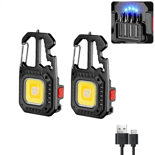 Mini COB Keychain Flashlight Protable Work Light USB Rechargeable Pocket Torch Outdoor Camping Fishing Emergency Lamp