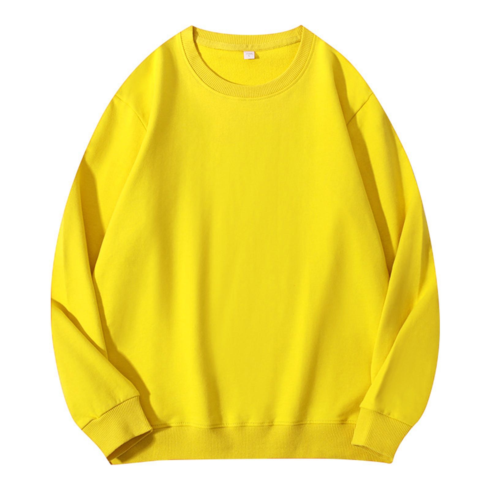 

Unisex Color Round Neck Pullover Ribbed Long-sleeved Sweatshirt XL жовтий