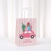 12/30pcs Pink Christmas Paper Tote Bags Thank You Gift Bags for Party Favors Retail Packaging