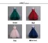 Girls' Red Embroidered Long Evening Dress - Christmas Princess & Performance Outfit