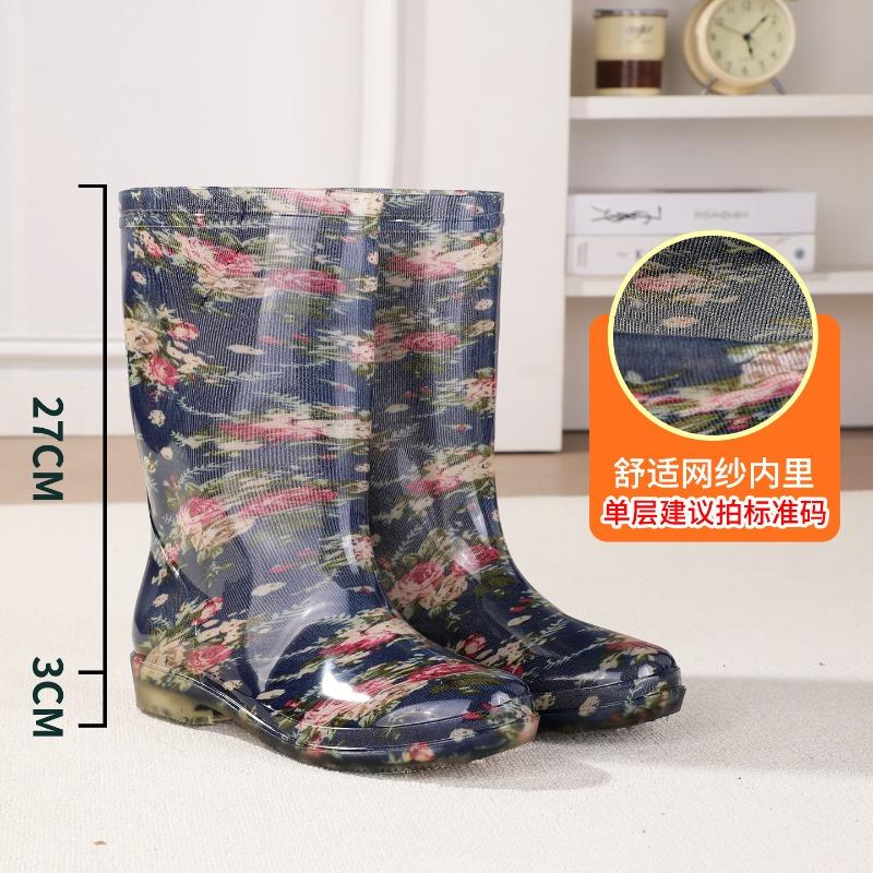 

Water shoes rain shoes female adult tall rain boots water boots velvet warm fashion non-slip waterproof work shoes long tube cotton 41