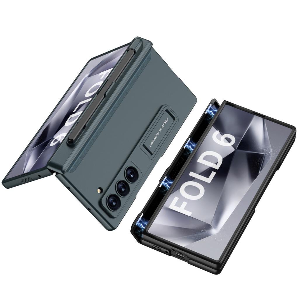 Samsung ZFold6 Mobile Phone Case Center Shaft Magnetic Suction Hinge Full Inclusive Pen Slot Anti-fall PC Hard Shell Fashion Folding Shell