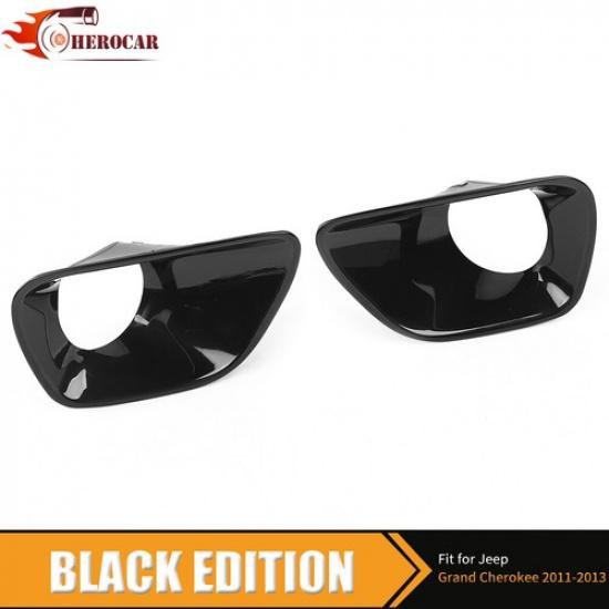 Black Fog Light Trim Pair Housing Set For Jeep Grand Cherokee 2011-13 Exterior