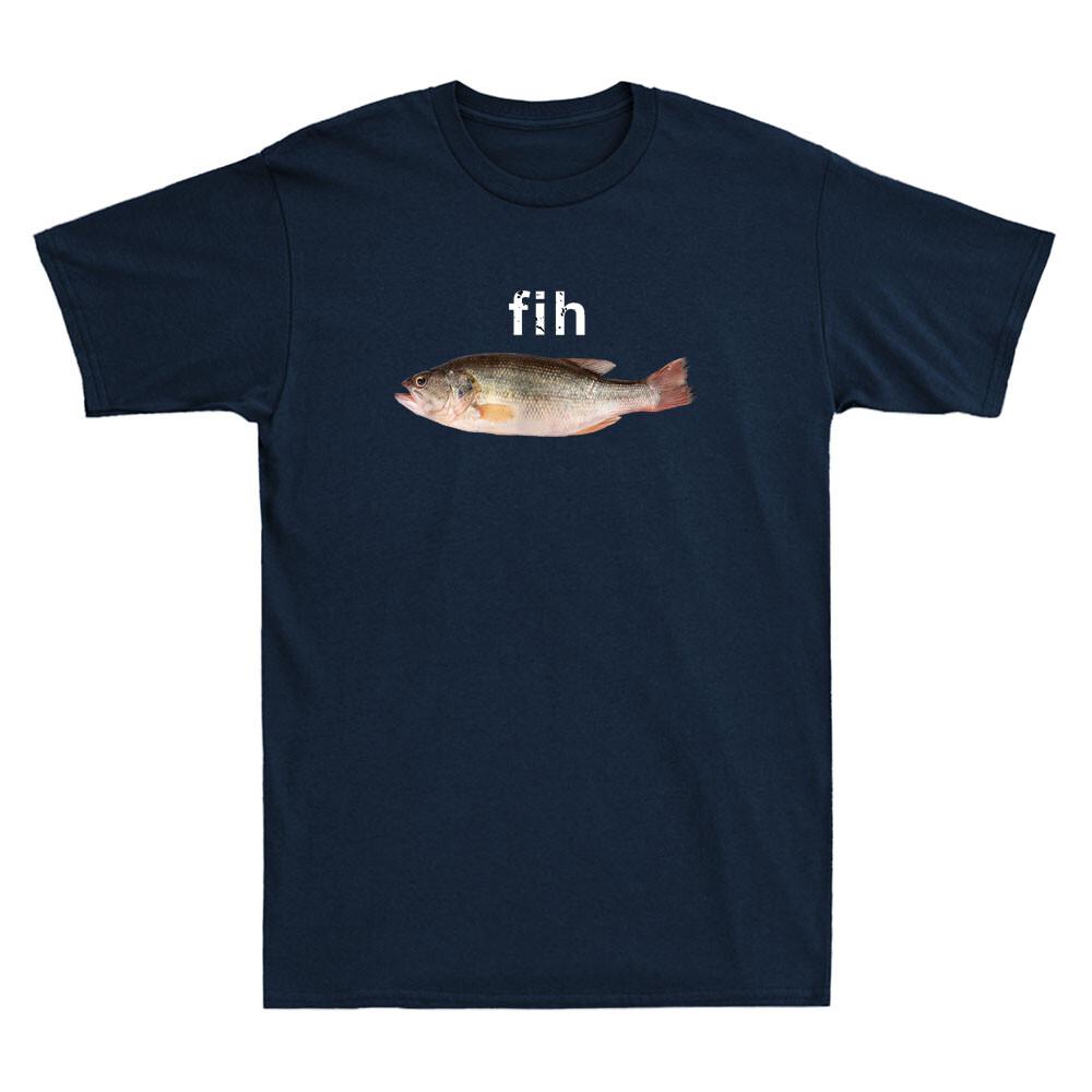 Fih Funny Misspelled Fish Meme Simple Humor Joke Unisexs Short Sleeve Tshirt