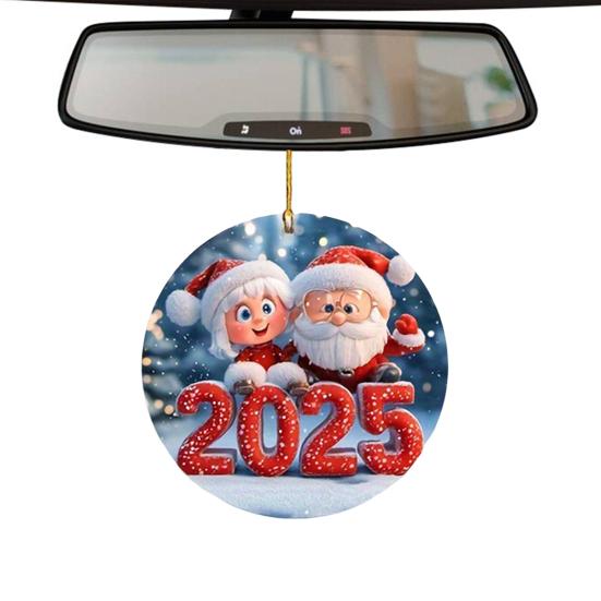 Santa Claus Acrylic Pendant with Lanyard Easy To Hang Adorable Christmas Tree Decoration Hanging Ornament Holiday Gift