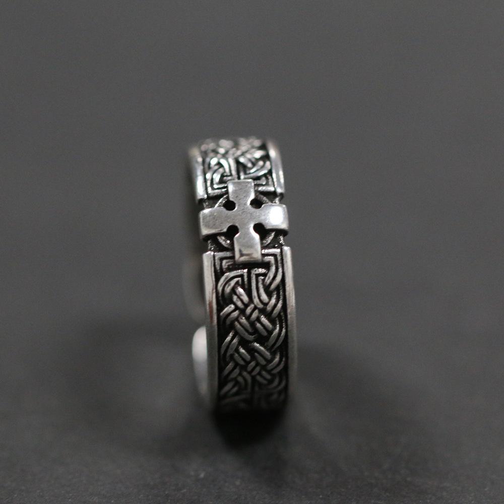 

Cross Ring Men s Trendy Retro Open Adjustable Ring one size(US size 6-13) срібний