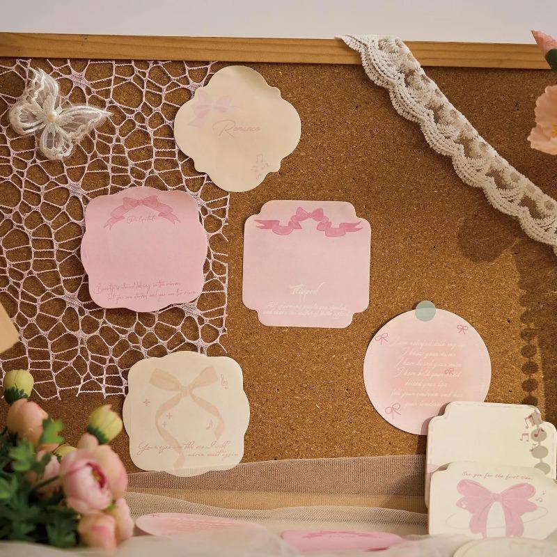 90Pcs Girly Memo Notes Set Bow Butterfly Designs Cute Student Stationery Supplies Student Label Stickers Notepad Sticky Notes