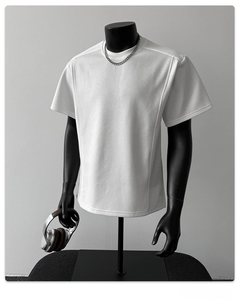 2026 Summer Men's Trendy Japanese Retro Patchwork Heavyweight Loose Casual T-Shirt