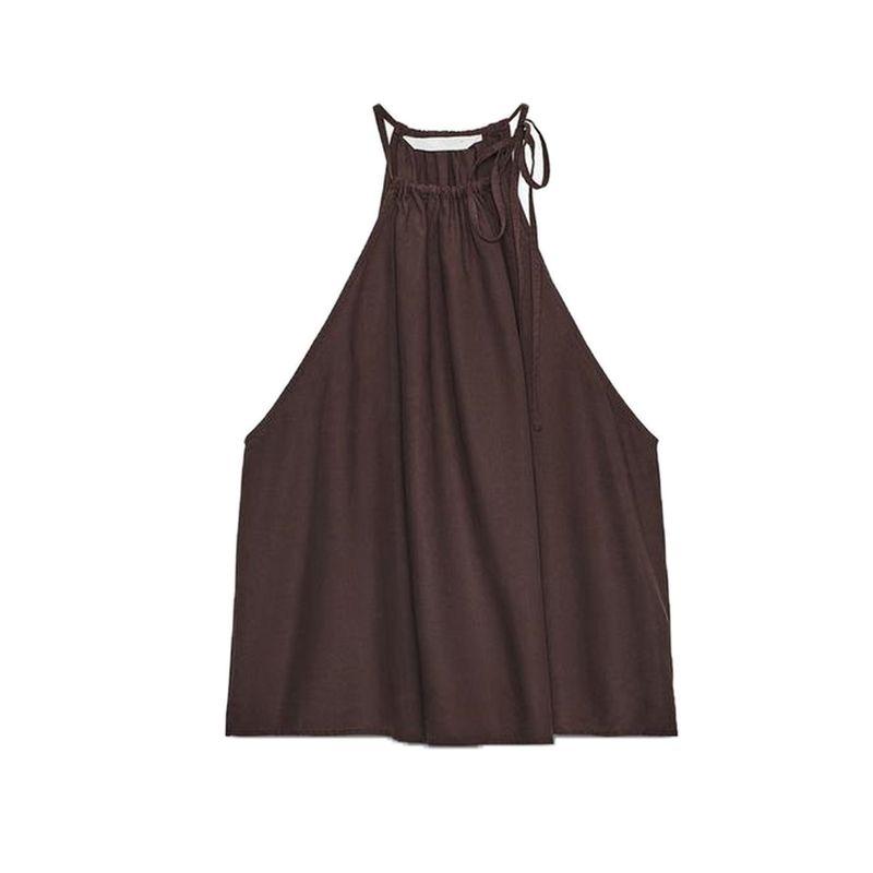 

Hanging Collar Vertical Comfortable Refined Tops 6929261 Vertical Comfort 3/4 Casual Pants 6929250 Brown Tops L