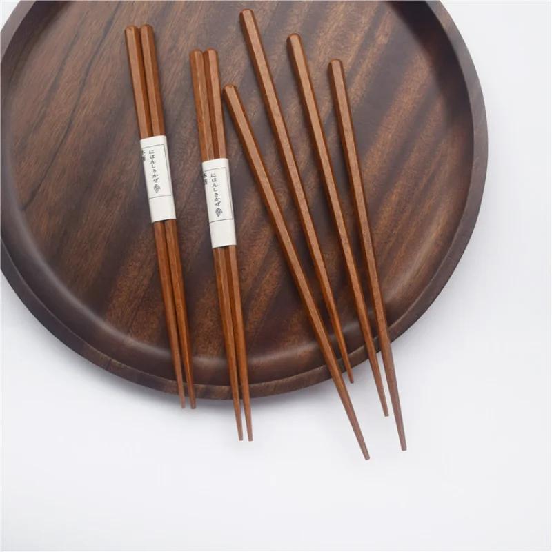 Household Solid Wood Chopsticks Japanese Creative Hexagonal Wooden Chopsticks Eco-friendly Tableware Home Kitchen Supplies