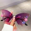 Rimless Butterfly Designer Shades Fashion Crystal Gradient Sunglasses Oversize Decoration Party Women's Sun Glasses