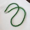 Minar 2026 New 4 6 8 10mm Green Color Glass Beads Strand Beaded Necklace for Women Female Silver Plated Toggle Clasp Chokers