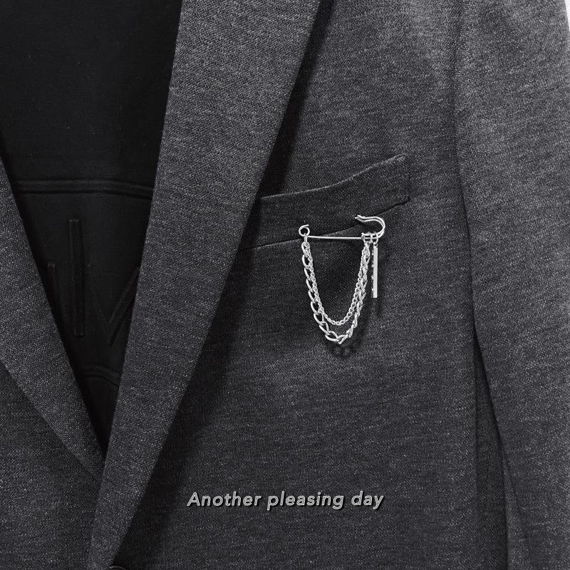 Корейский стиль Харадзюку Модная брошь-булавка с цепочкой Металлический соединитель для мужчин и женщин