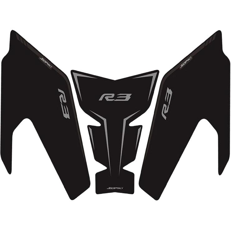 TZMAPU Motorcycle Fuel Tank Protector For Yamaha R3 Fuel Tank Pad Non-Slip Gas Tank Sticker Set Rubber Protection Pad (Black) чёрный