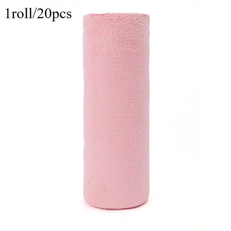 

20 шт./рулон Салфетка из микрофибры для уборки дома, мягкая и впитывающая, моющаяся, полотенца для посуды, идеально подходит для уборки кухни, ванной комнаты и автомобиля 1roll-20pcs розовый