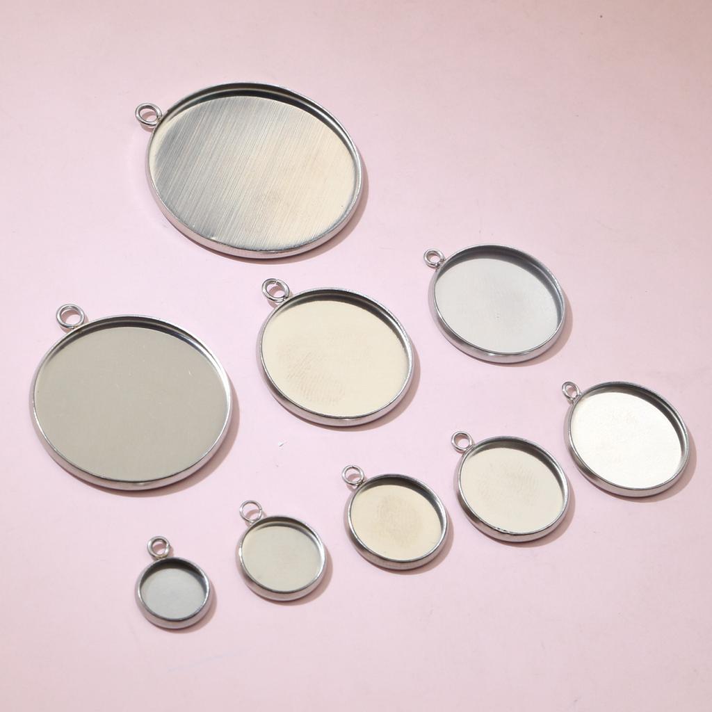 10/20pcs 8-30mm Inner Size Stainless Steel One Loop Double Lioops Pendant Cabochon Blank Base Setting Tray DIY Jewelry Findings