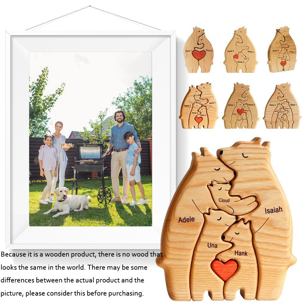 

Personalized Bear Family Theme Wooden Art Puzzle 2023 Wooden Desktop Decorations Customized Gift for Family