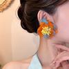 Ear Flower~ Silver Needle Chiffon Flower Stud Earrings, Island Exaggerated Personality Vacation Style Earrings, Niche Design Earrings