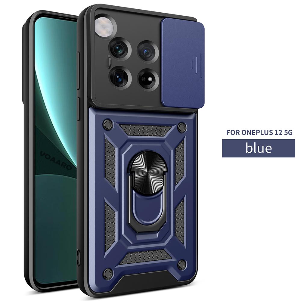 Slide Lens Camera Protection Funda for Oneplus 12 Case for Oneplus 12 Armor Case Magnetic Ring Stand Cover Shockproof Back Capa