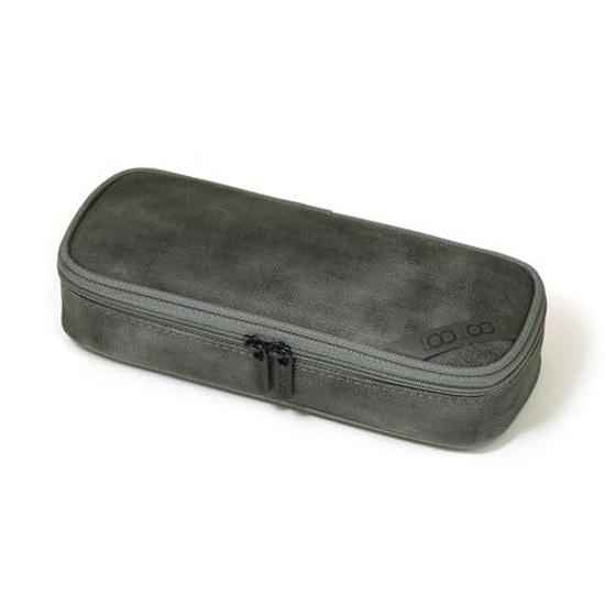 LOONLOON pencil case compact two-tier multifunctional middle school students high university adults business stylish easy use elegant 600 washed foggy
