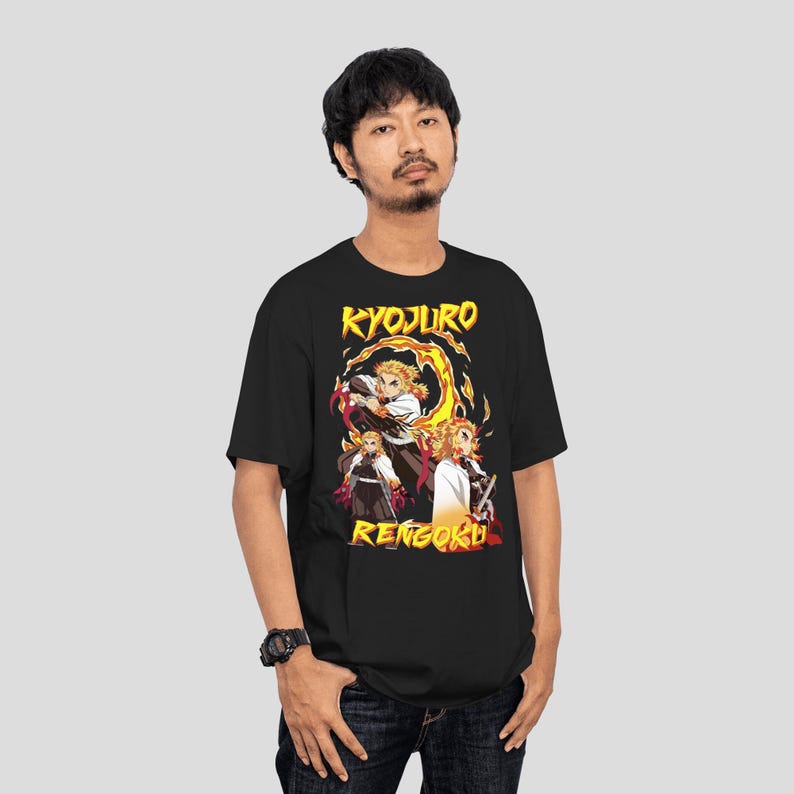 Graphic Anime Tees Rengoku Demon Slayer Cartoon T-shirt Unisex Oversized Summer Shirt Streetwear Manga Loose Tops Popular Shirt