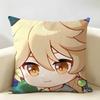 Aether Cute Genshin Game Cushion Cover Natural Linen Organic Fabric DoubleSided Printing Room Sofa Decor Pillow Case