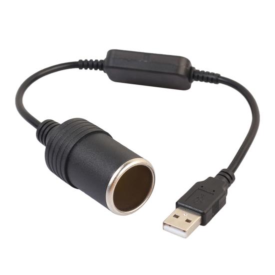 USB Male 5V To 12V Car Cigarette Lighter Power Female Converter Adapter Cable