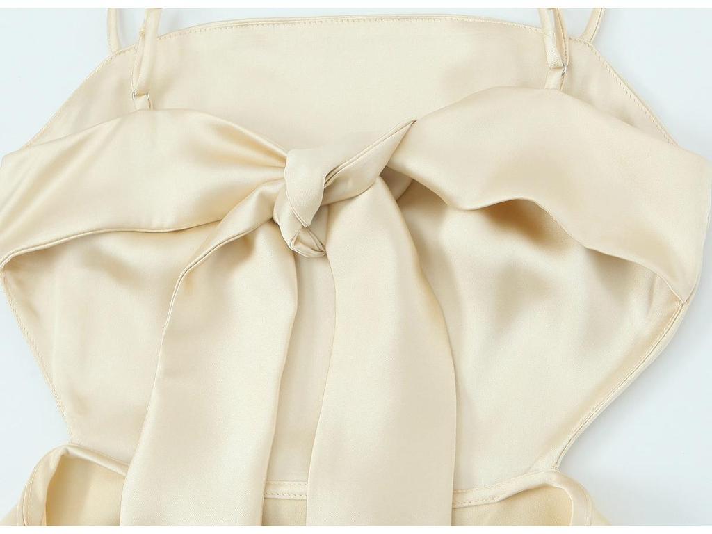 2025 Spring European & American Style Women's Silk Satin Scarf Dress