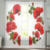 Poppy Flowers Sheer Curtains For Living Room Kids Bedroom Tulle Curtains Kitchen Window Treatment Drapes