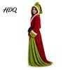 Christmas Theme Printed Wrap Hooded Heated Poncho Blanket Flannel Wearable USB Heating Cape Gift for Her on with Festive Print Cozy Winter