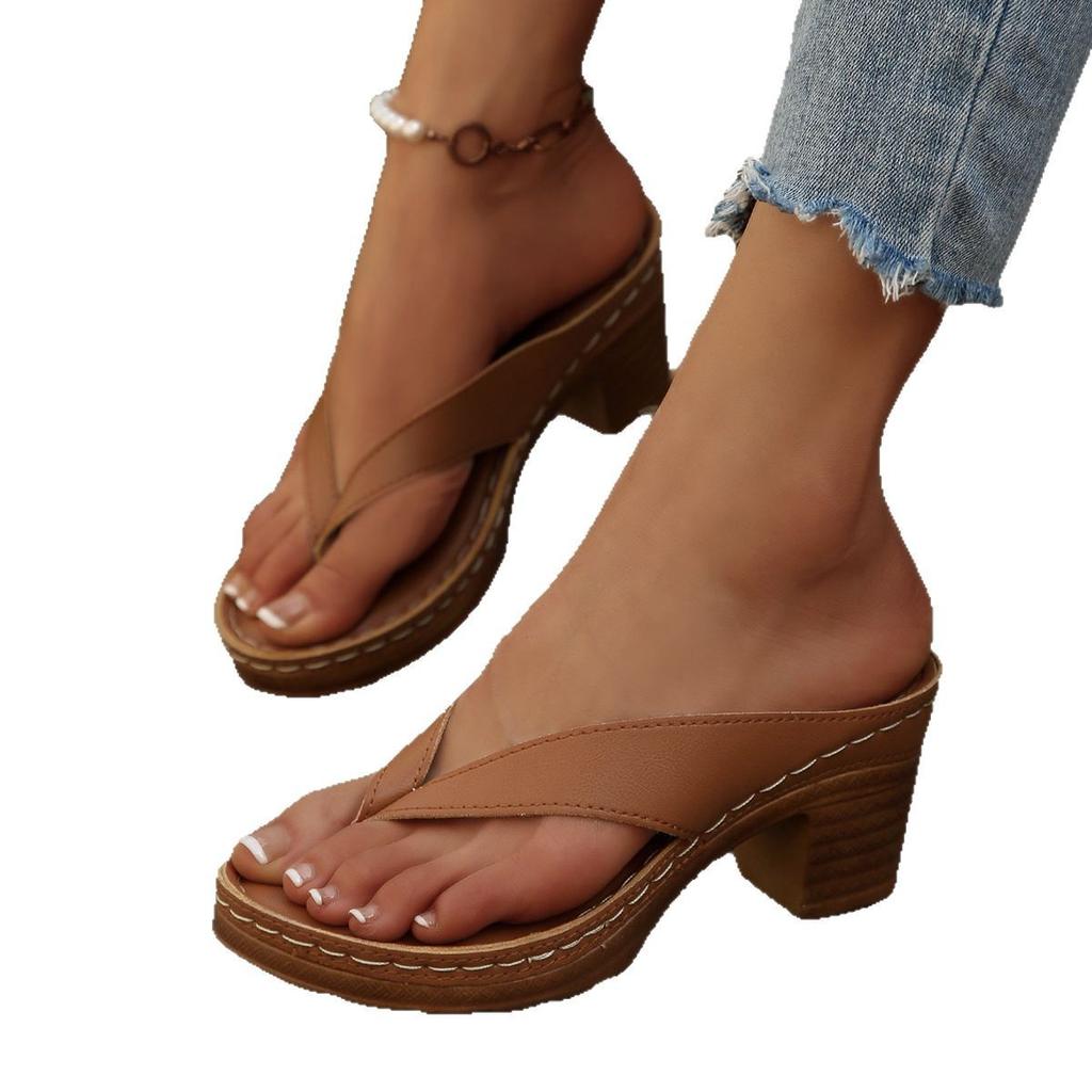 Large Size Pinch Foot Thick High Heel Fashion Cool Slippers
