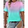 Summer Round Neck 3D Gradient Print T-shirts Fashionable Casual Short Sleeved Women's T-shirts