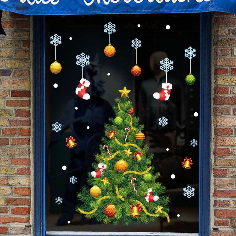 Christmas Merry Window Stickers Xmas New Year Decor Decals Santa Reindeer Claus