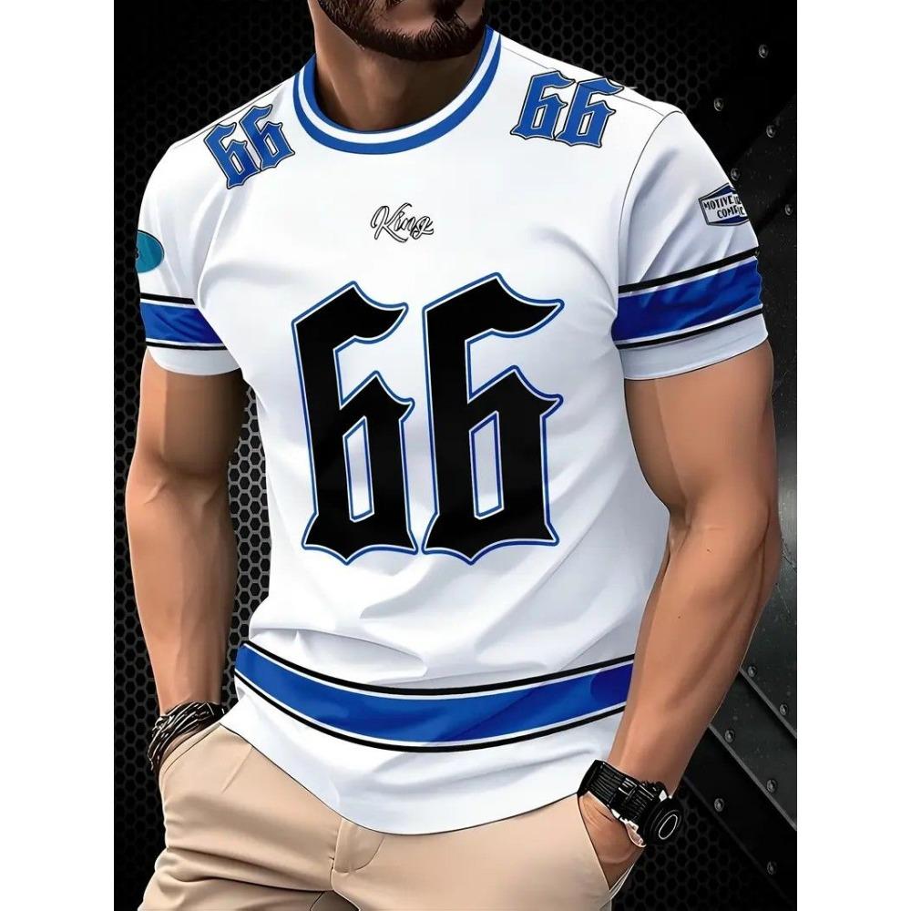 Men's sports T-shirt with numbers - machine washable polyester fiber fitness shirt, suitable for fitness, sports, and casual wear