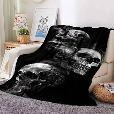 Vintage přikrývka s potiskem lebky Vysoce kvalitní flanelové přikrývky Domácí cestovní přikrývka Měkká útulná přikrývka Dárek k narozeninám Přehoz na postel