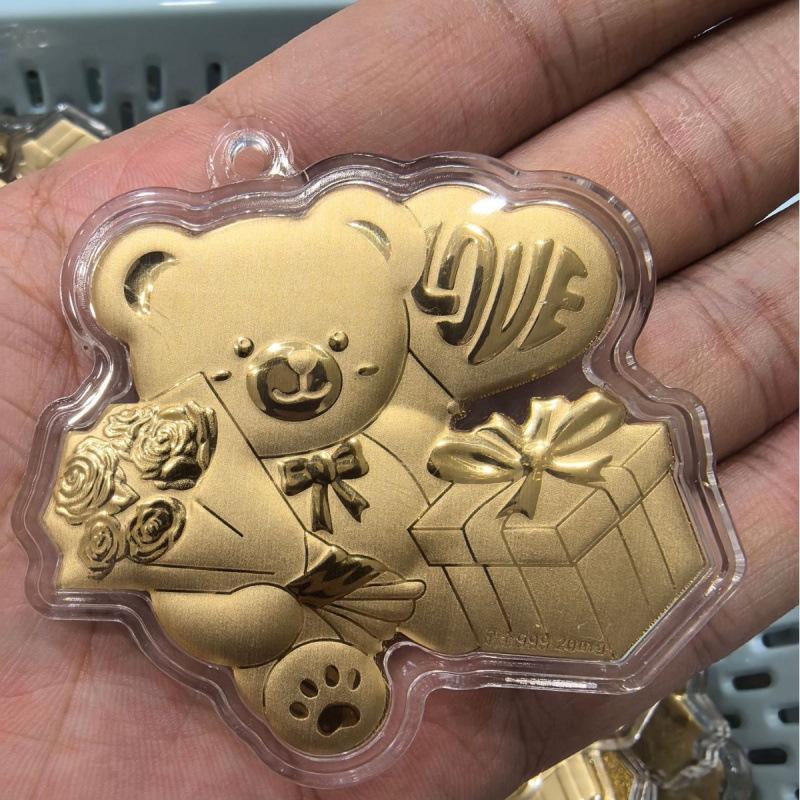 Pure Gold Rose Bear Phone Charm & Cute Bag Pendant - Perfect Girlfriend Birthday Gift Without Gold