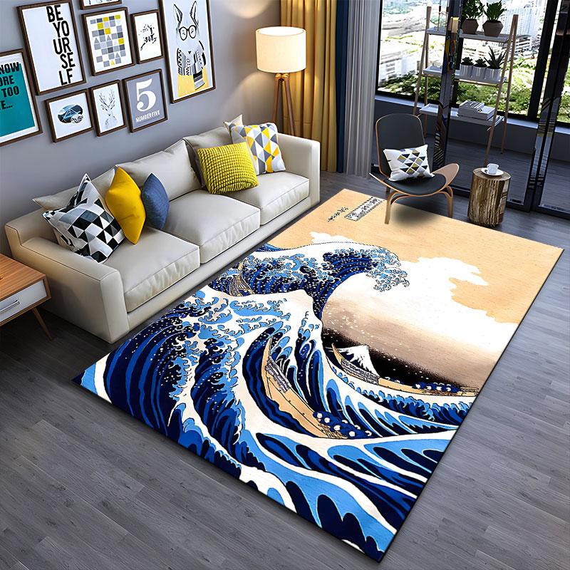 Great Wave Off Kanagawa Style Suitable As a Non-slip Mat for the Living Room or Bedroom Sofa