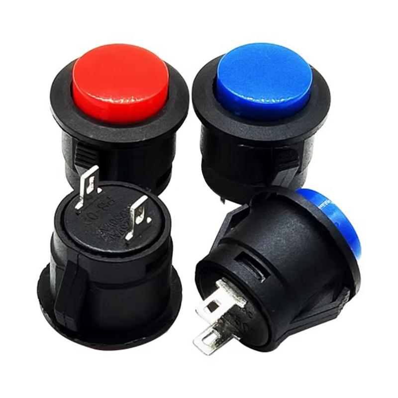 5/20PCS R13-507 Snap on Button Inching Switch 16MM Round Lockless Self Reset Switch Panel Mounting 3A125V/1.5A250VAC