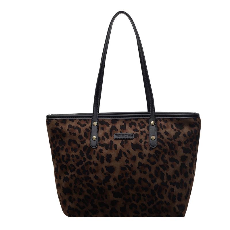 Popular Textured Bag Women's 2025 Autumn New Leopard Print Tote Bag Women's Large-capacity Commuter Shoulder Bag