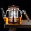 Heat-Resistant Glass Teapot with Wooden Lid