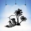 1 Stück Surfen Palme Metall Wandkunst Statue Wandbild für Tropisches Schlafzimmer Strand Terrasse Sommer Dekor Geschenk Küstenliebhaber Rostbeständig
