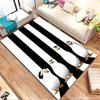 Penguins on Black and White Stripes Patterned carpet, non slip mat suitable for living room and bedroom sofas