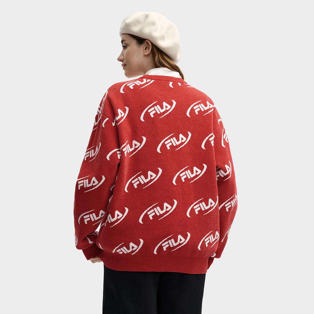 Fila ORIGINALE Sweaters Unisex Algal Bloom Vermilion Crew Neck Moderate F51U549407F-RD