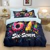 Graffiti Style Funny 67 Digital Printed 3PC Duvet Cover with Pillowcases Novelty Queen King Size Comforter Unique Bedroom Decor