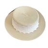 French Lace Woven Straw Hat Women's Summer New Seaside Beach Vacation Sunscreen Sunshade Flat Top Straw Hat