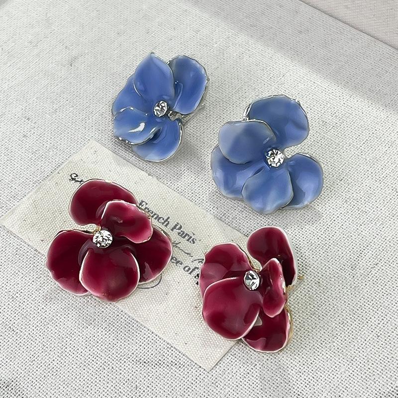 Pinkdudu Pink Flower Earrings Sweet Temperament Versatile Premium Earrings Small Commuter Earrings Wholesale PD1984