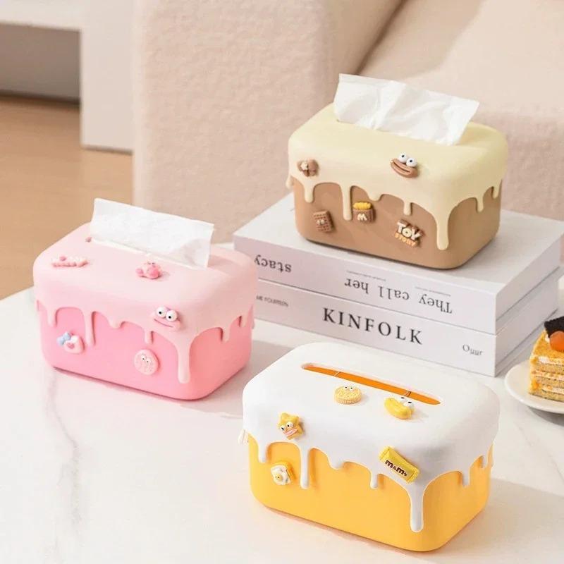 Portable Tissue Box Living Room Desktop Storage Paper Box Dopamine Creative Paper Towel Storage Box Household Daily Necessities